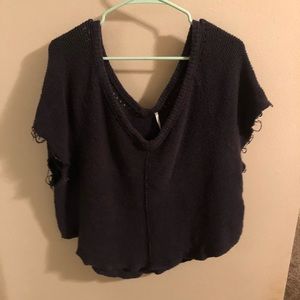 Free people black swing knit top